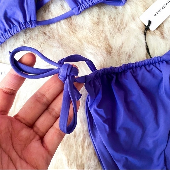 WeWoreWhat Ruched Bandeau Bikini Sapphire Blue XS NWT - Picture 7 of 15
